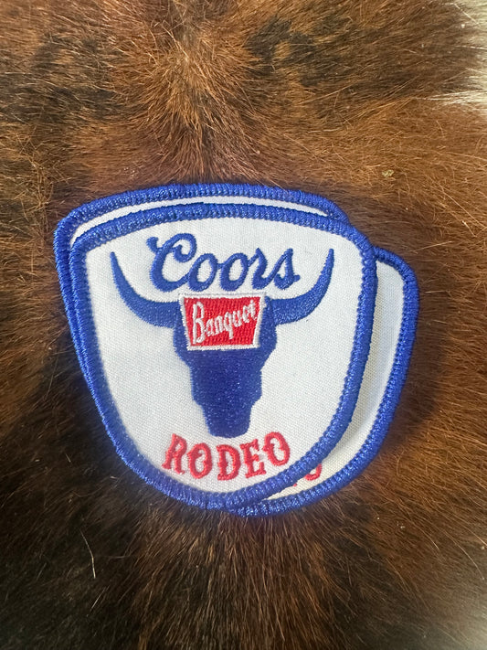 COORS BLUE AND WHITE RODEO IRON ON PATCH