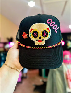 SUGAR SKULL TRUCKER HAT