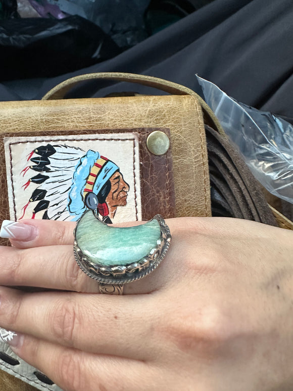 Amazonite Moon Pendant ring. 