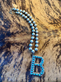 TURQUOISE B INITIAL NECKLACE