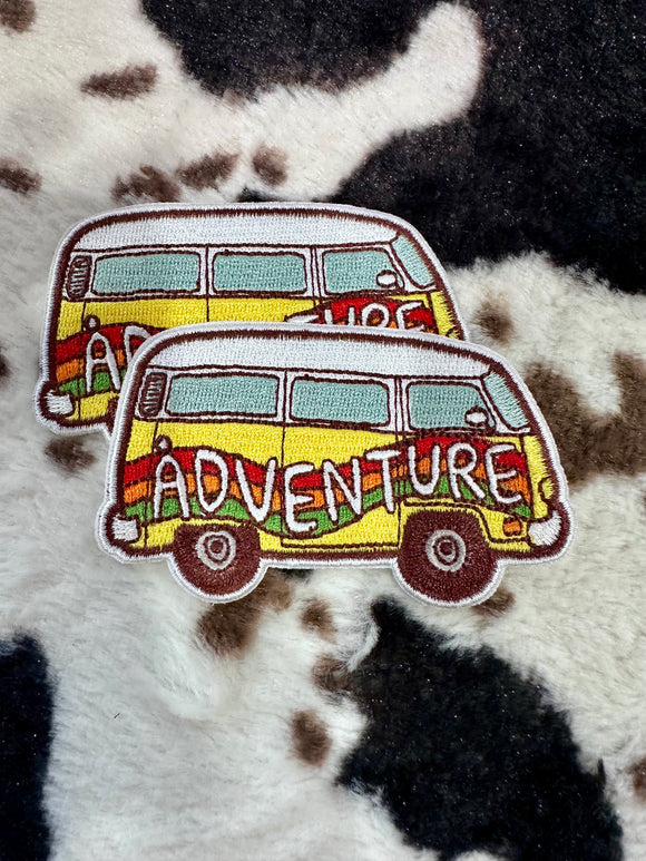 Camper Van & Rainbow Printed 'adventure' iron on patch. 