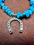 REAL TURQUOISE CHIP BRACELET (with horse shoe charm)