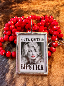 GUTS GRITS AND LIPSTICK RED NECKLACE