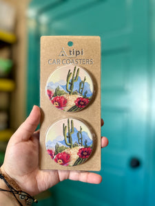 CACTUS BLOSSOM CAR COASTER￼