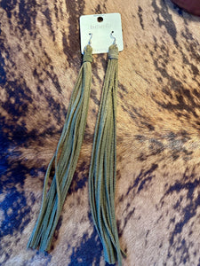 GREEN TASSLE EARRINGS