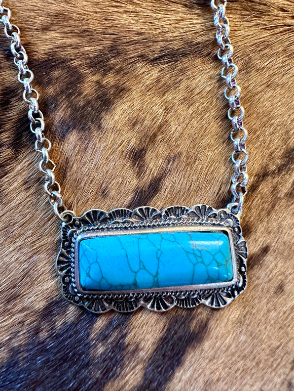 TURQUOISE RECTANGLE NECKLACE