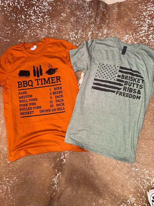 BBQ Timer slogan graphic tee/t shirt